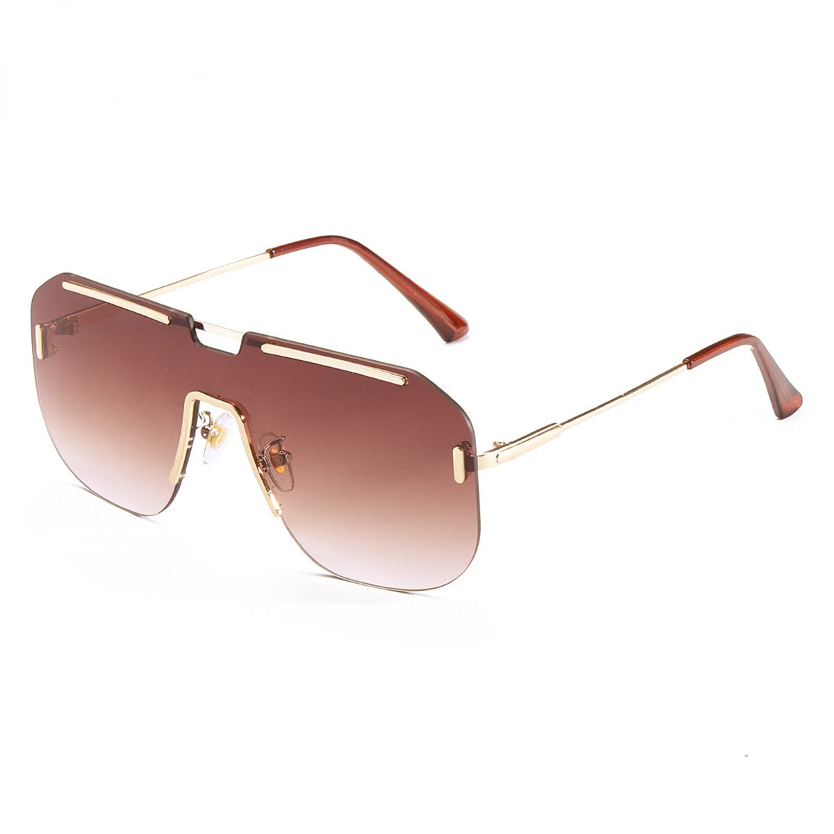 Wholesale PC Mirror Frameless Integrated Large Frame Men's Sunglasses